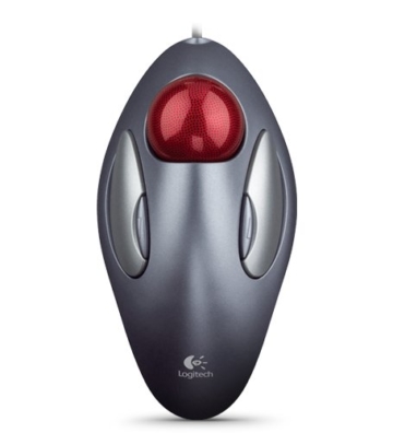 Logitech Marble Trackball Maus schnurgebunden silber-rot, USB-Anschluss - 1
